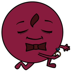 gentleman emoticon with bowtie and engagement ring