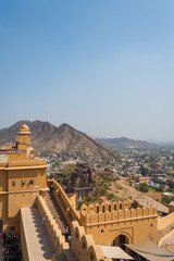 Obraz premium Amber fort (Public place) : The Beautiful architecture in (Pink City) Jaipur, Rajasthan, India