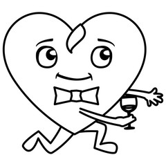heart with bowtie and wine cup emoticon