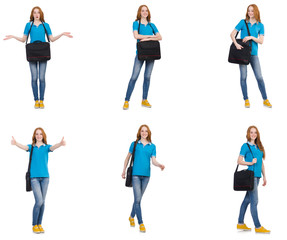Fototapeta premium Young student isolated on white