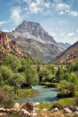 Fan Mountain River and Stone Hut, taken in Tajikistan in August 2018 taken in hdr