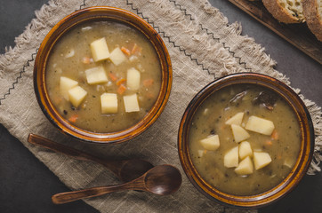 Potato mushrooms soup