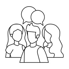 group of people with speech bubble characters