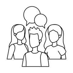group of people with speech bubble characters