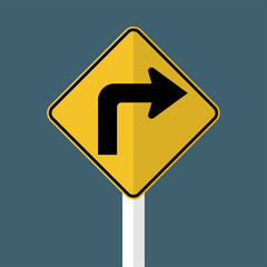 right turn ahead traffic sign
