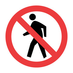 No Pedestrian Traffic Sign on white bacground