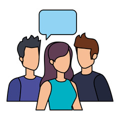 group of people with speech bubble characters