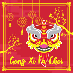 Chinese New Year Design Template Gong Xi Barongsai