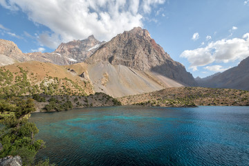 Naklejka na ściany i meble Alaudin Lake in the Fann Mountains, taken in Tajikistan in August 2018 taken in hdr