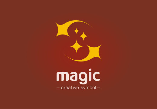 Magic show creative symbol concept. Sparkle star, dust, miracle, wonderwork abstract business logo. Illusion, sleep dream, fairytale icon