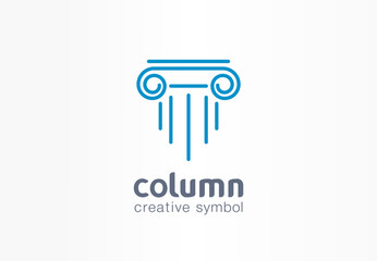 Column creative symbol concept. Capital antique pillar abstract business architect order logo. Ancent museum, bank, library, theater, justice icon
