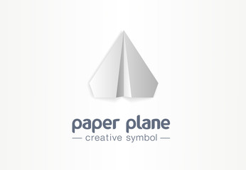 Paper plane creative symbol concept. Letter message flight in arrow up airplane abstract business logo. Social media, communication send mail icon.