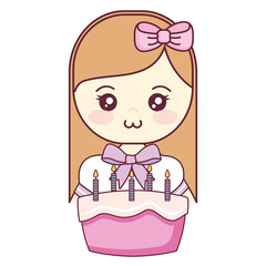 cute and little girl with sweet cake