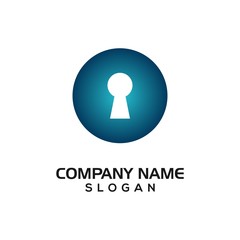 Modern shield with keyhole for security logo template or design resources