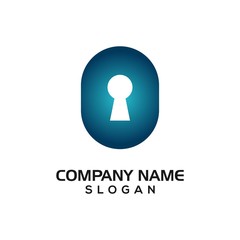 Modern shield with keyhole for security logo template or design resources