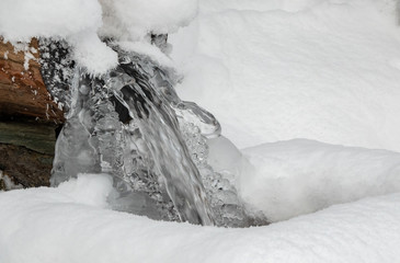 The source of drinking water covered with ice