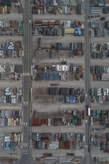 aerial view of raw industrial material in cargo port