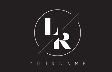 LR Letter Logo with Cutted and Intersected Design