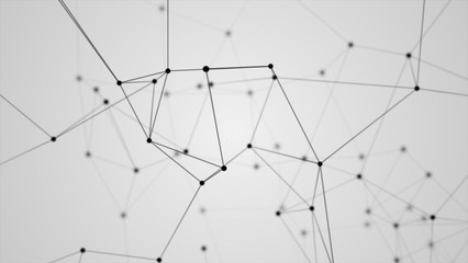 Abstract futuristic molecule structure black line white background. Computer network connection digital technology illustration concept.