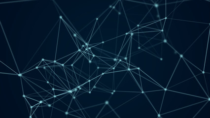 Obraz na płótnie Canvas Abstract futuristic molecule structure blue color black background. Computer network connection digital technology illustration concept.