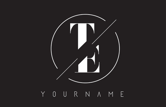 TE Letter Logo with Cutted and Intersected Design