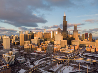 Naklejka na ściany i meble Chicago downtown buildings skyline