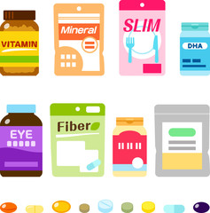 サプリメントのイラストセット