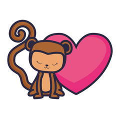 cute and little monkey with heart