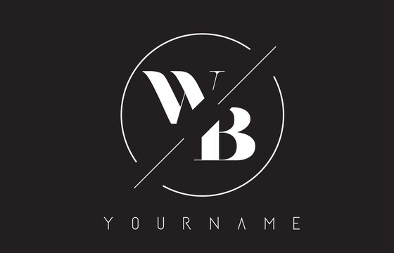 WB Letter Logo with Cutted and Intersected Design