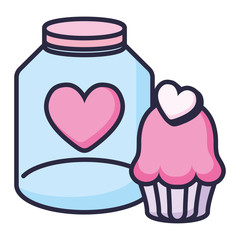 sweet cupcake with heart