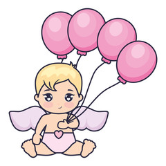 little cupid baby with balloons helium