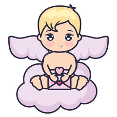 little cupid baby with love envelope