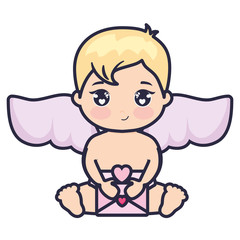 little cupid baby with love envelope
