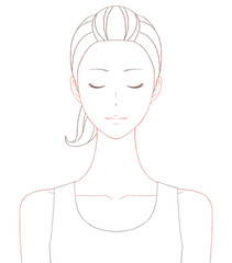 女性の上半身の線画