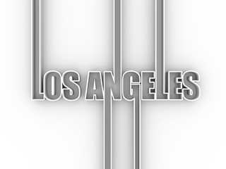 Los Angeles city name in geometry style design. Creative vintage typography poster concept. 3D rendering