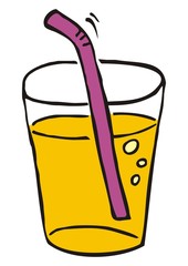 colorful glass with straw, vector illustration
