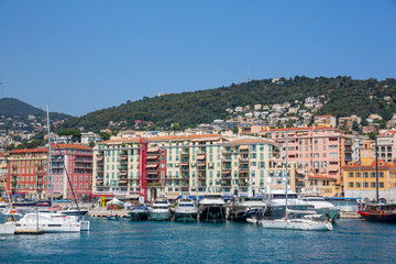 Boats and yachts in the magnificent harbour at Nice in the south of France
