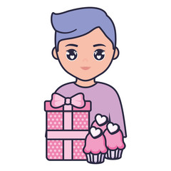 teenager boy young with love gifts