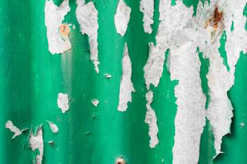 Green galvanized iron background with scratch, crack and rust stain