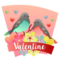 valentine theme with colorful couple bird