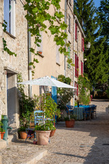Fototapeta na wymiar Sainte Agnes France July 10th 2015 : Beautiful cobbled streets of Sainte Agnes, France