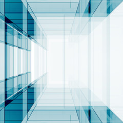 Blue transparent 3d rendering