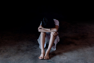 traumatized children concept,Domestic family violence and aggression concept violence.