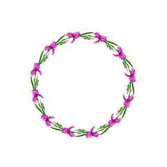  Wreath flowers irises watercolor decoration design botanical illustration textiles invitations greeting card frame spring