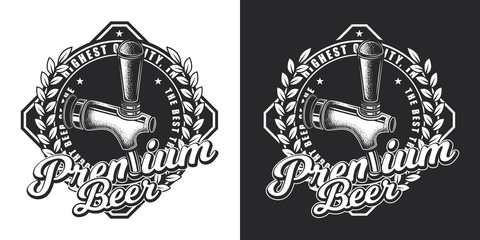 Monochrome vector emblem of premium beer.