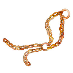 Obraz premium Golden chain belt sketch fashion glamour illustration in a watercolor style background. Isolated belt element.