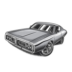 Plakat Monochrome vector illustration in vintage style American Muscle car