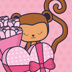 cute and little monkey with heart