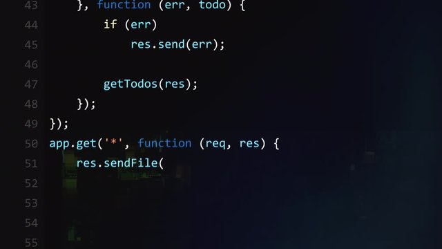 Code editor interface. Programming software screen with syntax highlighting. Code writing/ Debugging process.