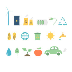 Vector set of ecology icons. Ecology icons collection.